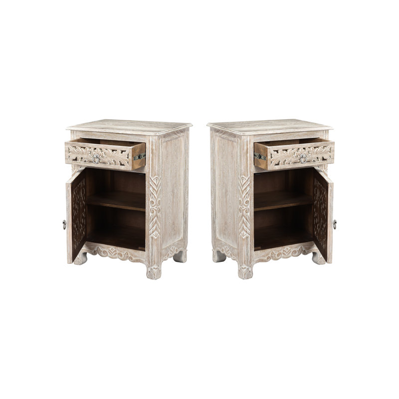 Harleen 22'' W Solid Wood Nightstand, Left, White