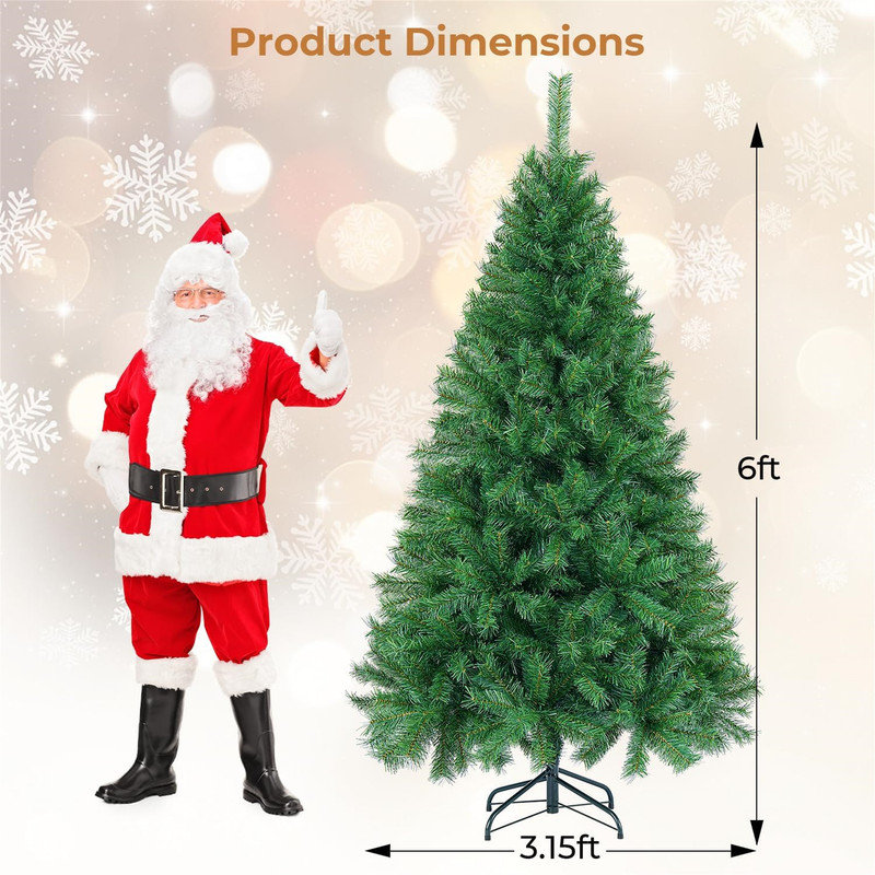 6 ft Green Spruce Artificial Christmas Tree with Metal Stand