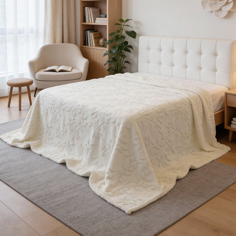 Machine Tufted Throw Blanket, Beige, 100cm x 150cm