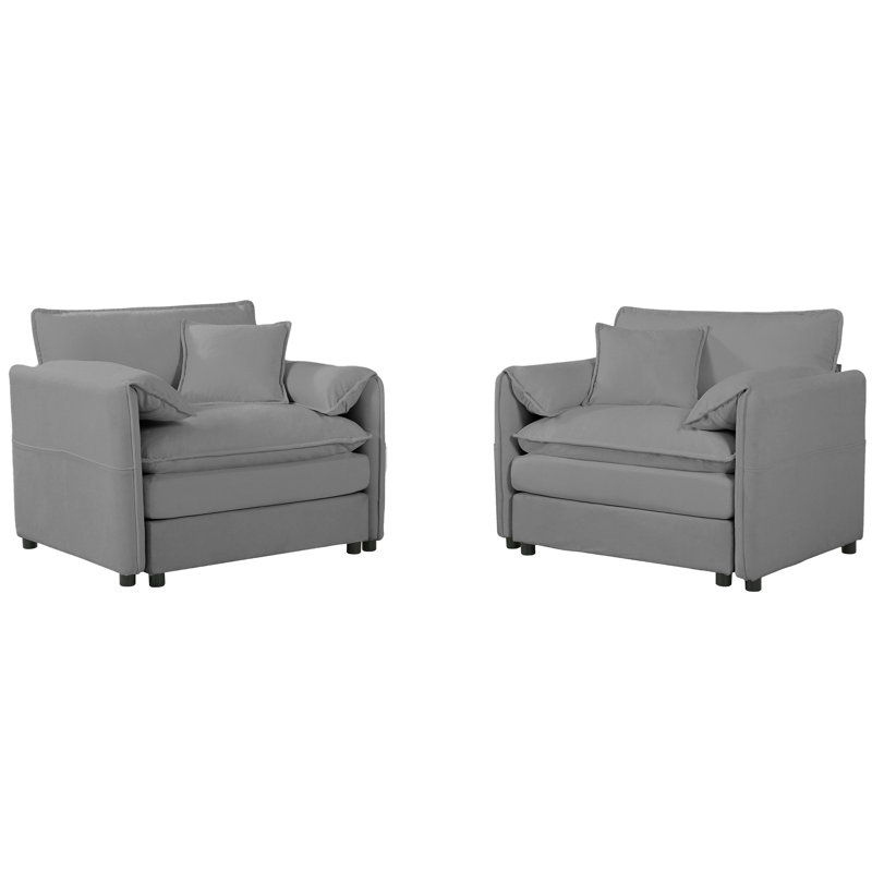Chenille, ensemble de 2 chaises d'appoint modernes et confortables pour la maison, Grey
