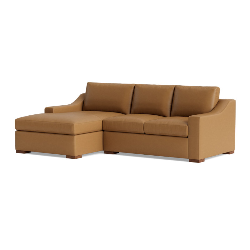Lucca Leather Chaise Sectional, Left Hand Facing, Bison Butterscotch Top Grain Leather