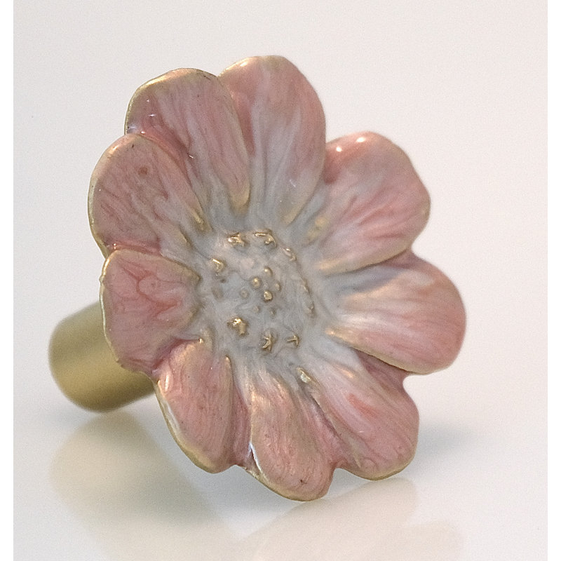 Bouton de fleur rose Dahlia - Cloisonné sur étain