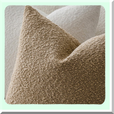 Cozy Boucle Lumbar Pillow Cover Set - Soft Textured Solid Cushion Cases for Sofa, Chair, Bedroom - Decorative Accent Throw Pillows - Taupe Khaki Camel Home Decor