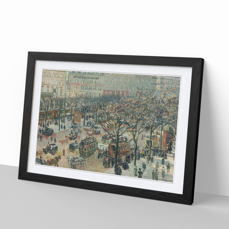 Italian Boulevard by Camille Pissarro - Picture Frame Painting, 36cm H x 48cm W x 2cm D, Black