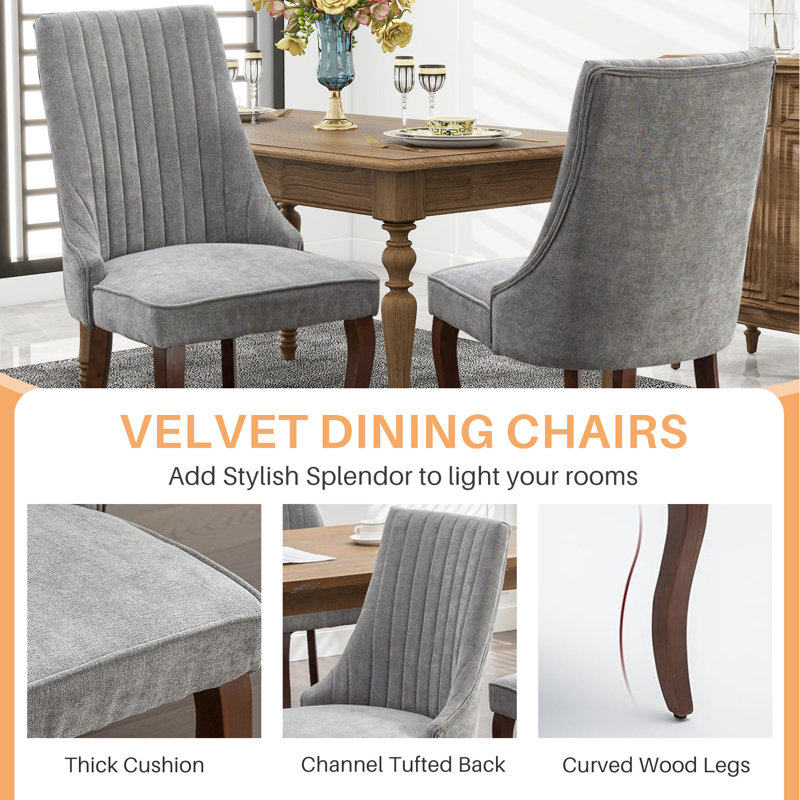 Chaise de salle à manger rembourrée Velvet, Gris