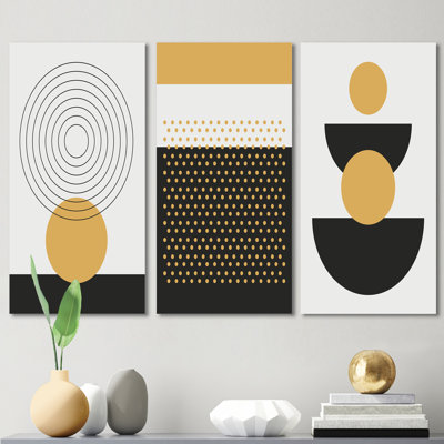 Designs abstraits minimalistes en couleurs rétro II - ensemble d'art moderne Mid-Century de 3 pièces