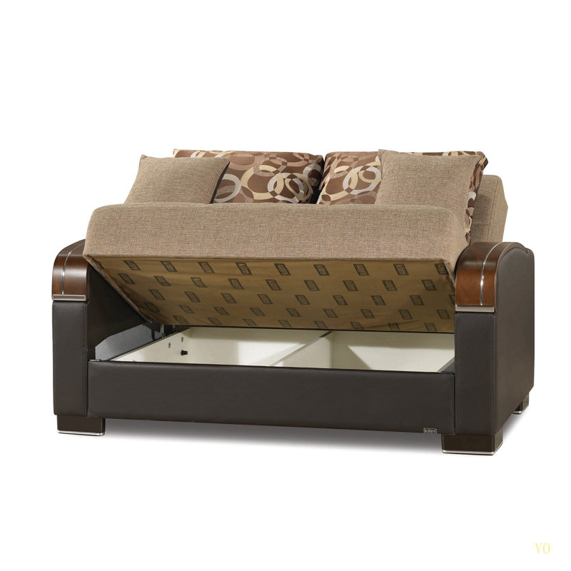 Primenest Mobilon Collection Upholstered Convertible Loveseat With Storage
