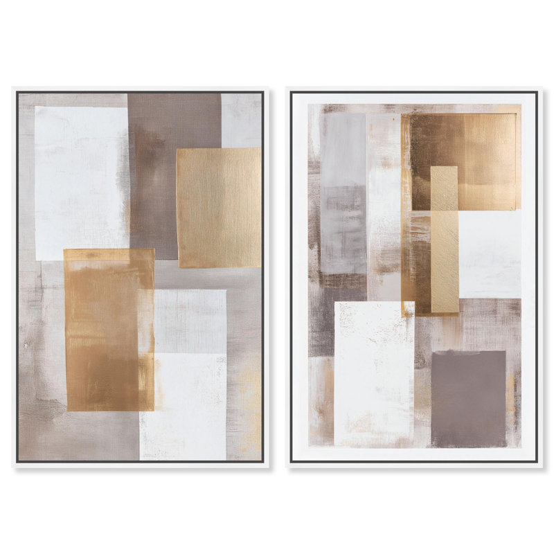 Interlocking Planes Set Canvas Print Abstract Boho Art Set by Art Remedy, Black Frame, 10 x 15, 31" H x 21" W, White Frame