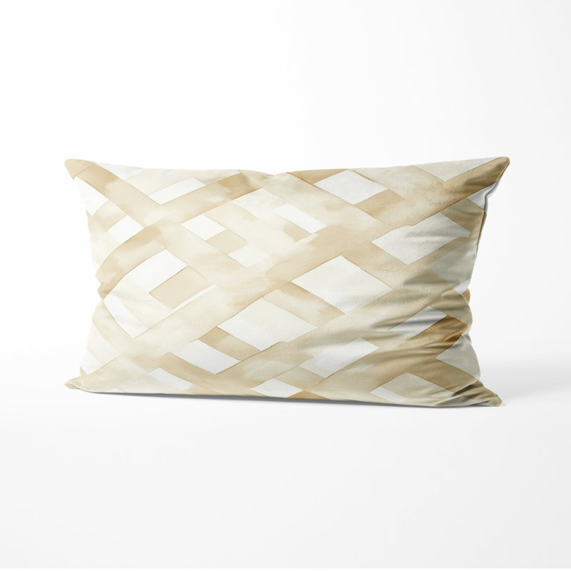 Coussin Modern - coussin géométrique à imprimé géométrique crème, H 12 po x l 20 po