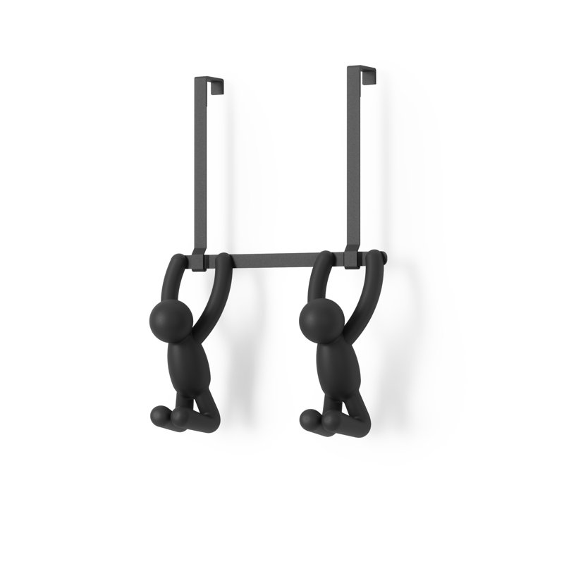 Crochet double Buddy au-dessus de la porte, rangement pour manteaux, chapeaux, serviettes, Noir