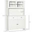 Garde-manger de 63,5 po. Unité de rangement blanc antique. 4 tablettes, tiroirs, portes en verre. Garde les plats, les casseroles et les livres de cuisine. Ouvert au micro-ondes. Style rustique. Caractéristique. Assemblage requis par. Rangement. Encadr?