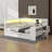 Full Size Daybed With Storage Shelves,Trundle,Charging Station,LED Light,Desk And Upholstered Headboard And Backrest-483195682