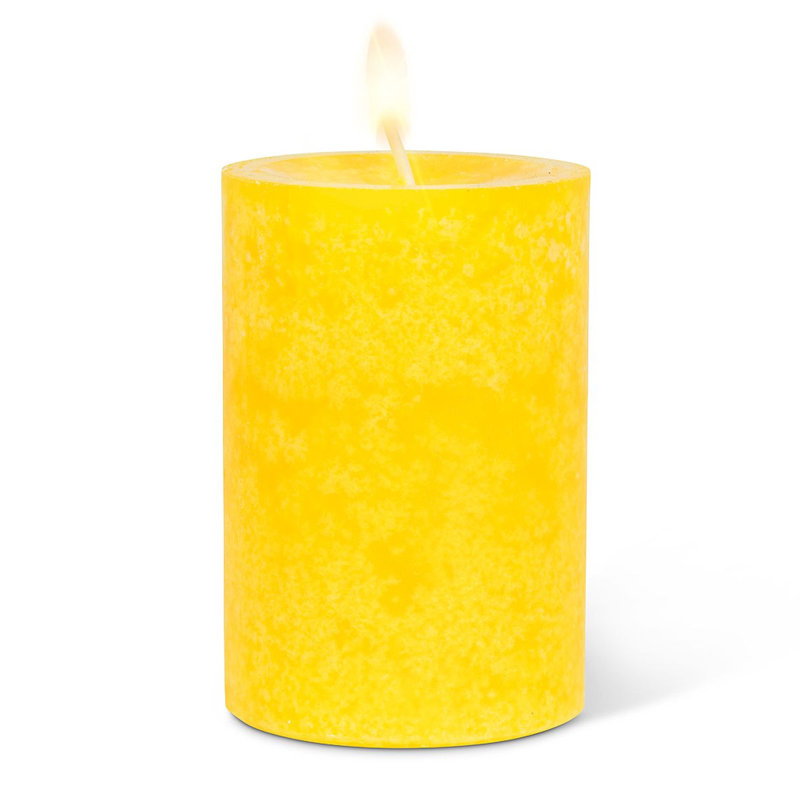 Bougie sans parfum, Jaune, H 3,5 po x l 2,5 po x P 2,5 po