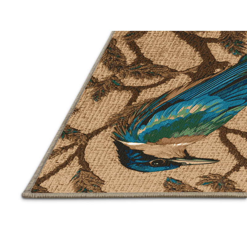 Tapis lavable d'oiseaux mouchetés Asian Paradise, Rectangulaire 2 pi x 3 pi