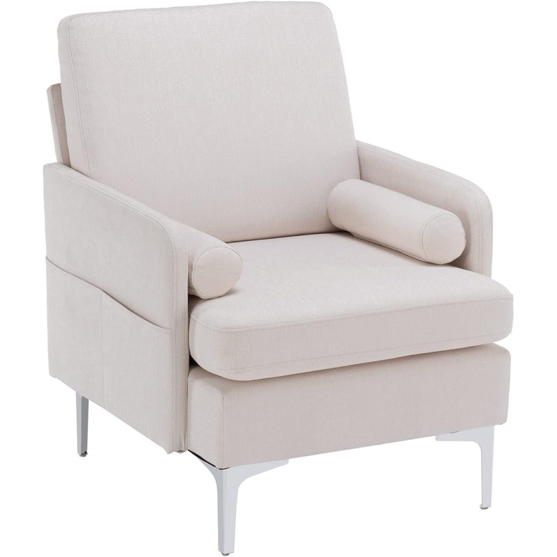 Fauteuil de 26,8 po de largeur Gladwyn, 100 % lin crème, Crème