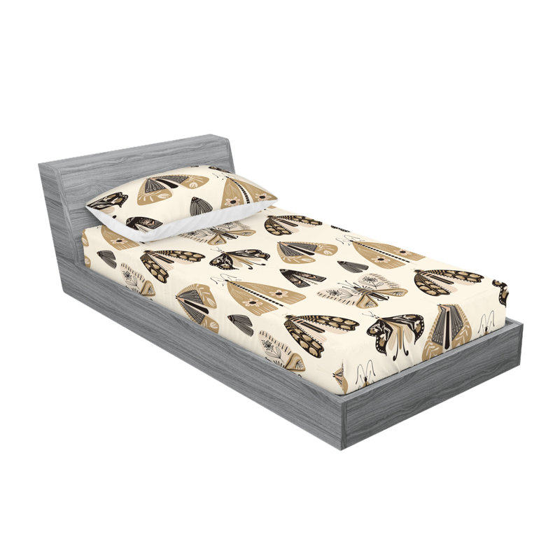 Drap-housse et taie décorative Ambesonne, Ensemble de draps pour lit simple avec 1 taie d'or