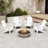 Chaise Adirondack pliante en plastique HDPE blanc résistant aux intempéries avec porte-gobelet pour patio et jardin (paquet de 8)