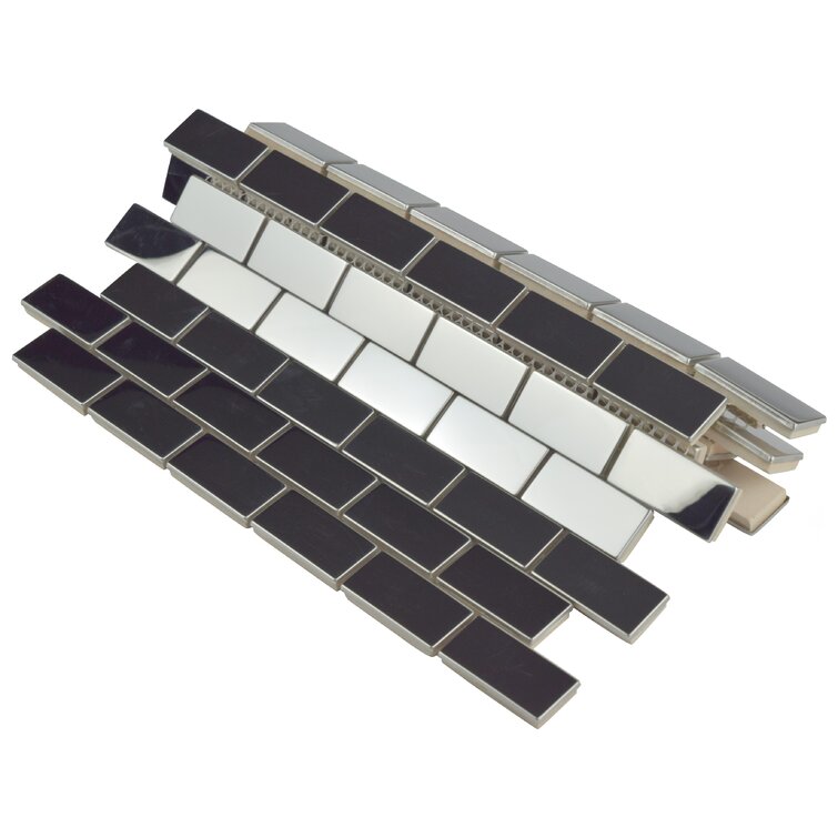 Mosaic Tiles Sheet Onyx White Stainless Steel With Glass For Walls And  Floors