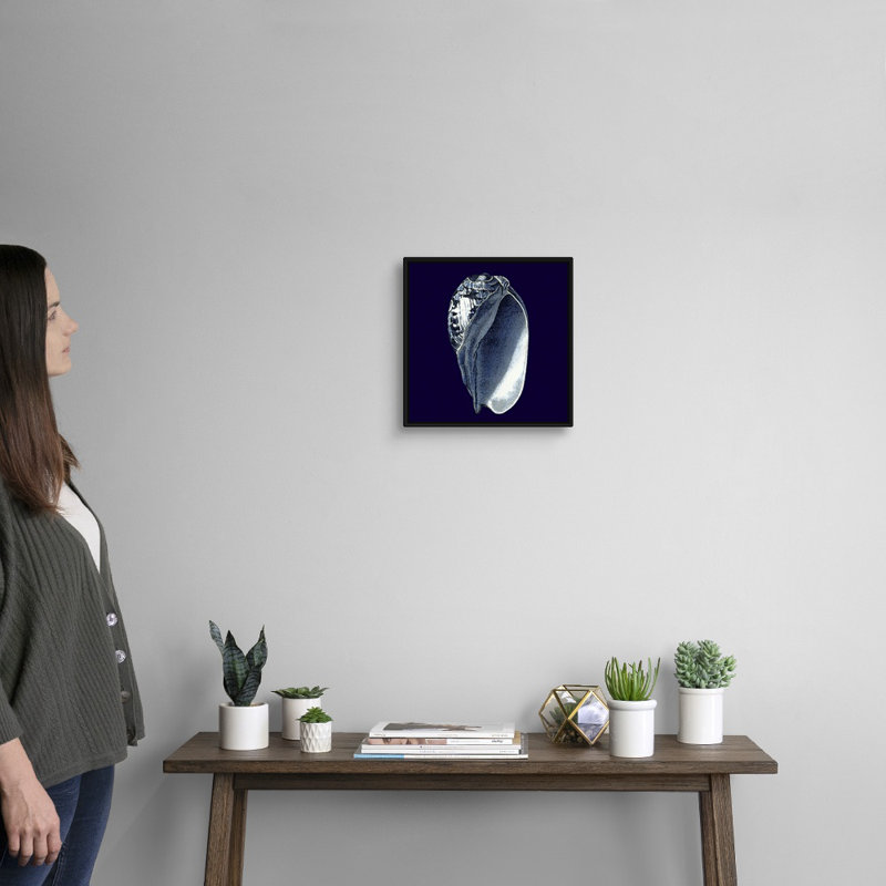 « Indigo shells V » par vision studio-impression, Cadre noir, H 38 po x l 38 po x 1,75 po