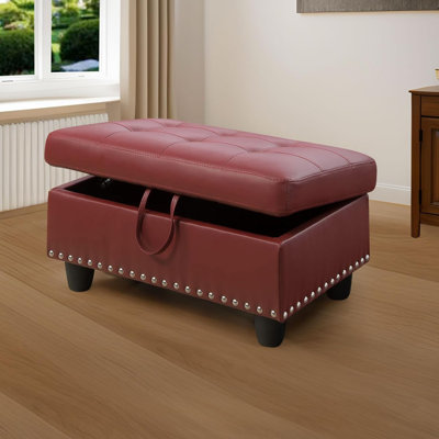 Tufted Storage Ottoman With Nailhead Trim