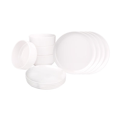 Stacking Melamine 12 Piece Dinnerware Set, Service For 4