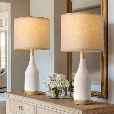 Ensemble de 2 lampes de table en céramique de 27 po pour salon de chambre à coucher, ensemble de 2 lampes de chevet de style campagnard, rétro, moderne, rétro et moderne