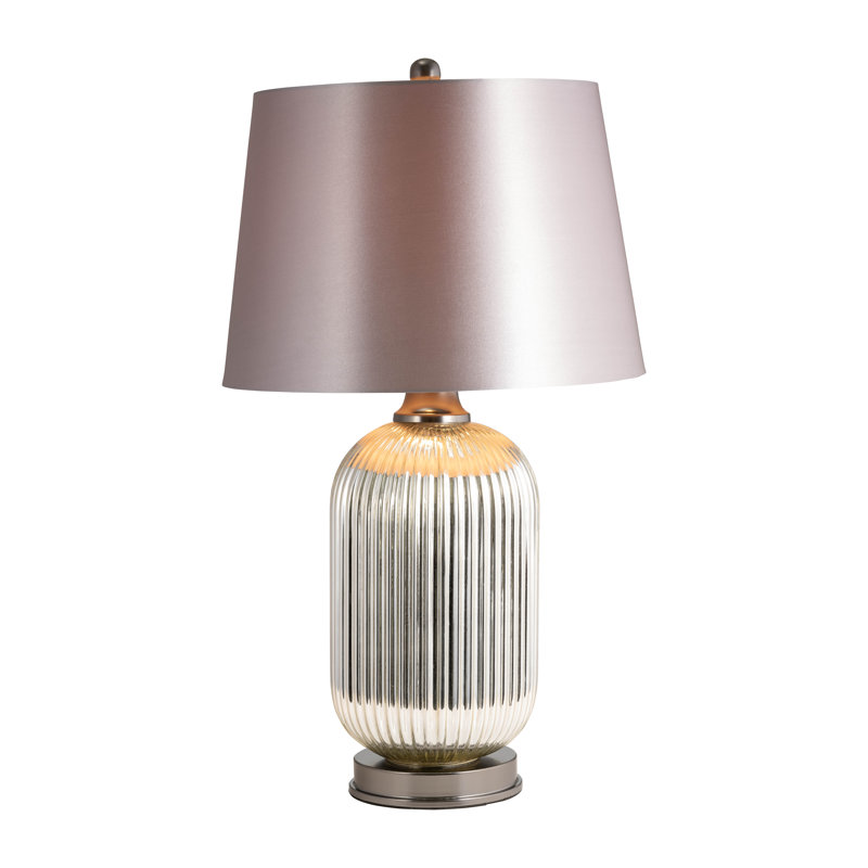 Textured Glass, 27" Ridged Silver Table Lamp