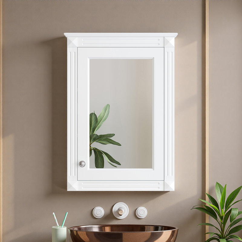 20" Bathroom Wall Mount Mirror Cabinet Height Adjustable Shelf