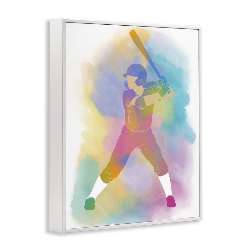Giclée encadrée de baseball coloré, design par Marcus Prime, H 14 po x l 11 po, Estampe numérique encadrée blanc bord de mer