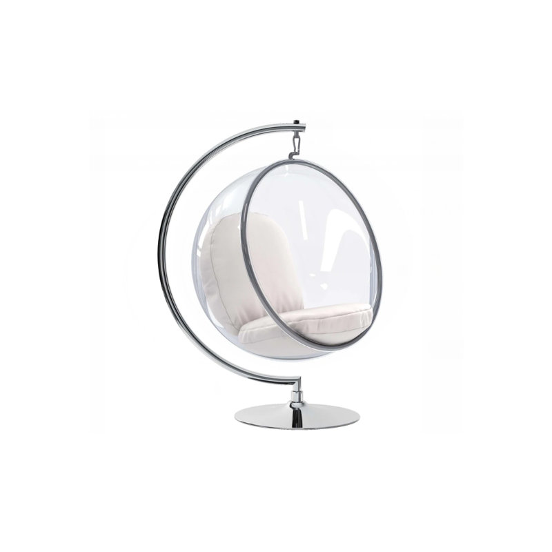 Chaise à bulles suspendue avec support, Transparent / Argent