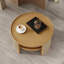 Table basse en bois naturel avec compartiments à 2 niveaux - d'inspiration bohémienne, espace de rangement spacieux, construction, rebord arrondi et tissage élégant, structure stable de grande capacité, conception incurvée