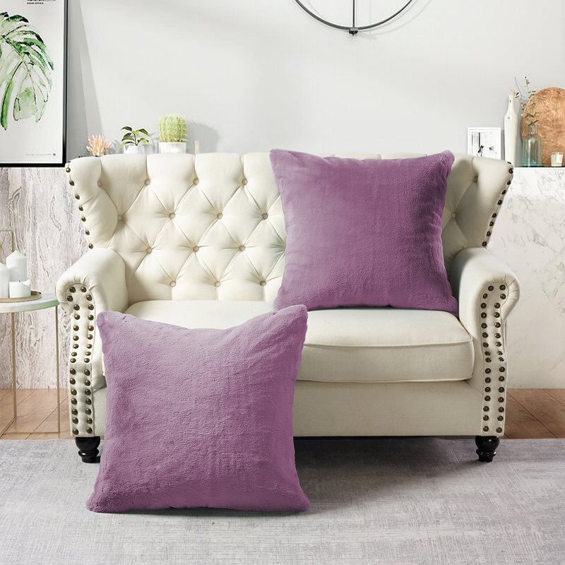 Heavy Faux Fur Throw Pillow Cover, Wood Rose, 26' H x 26' W
