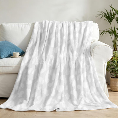 Jeté en molleton blanc ultra doux en flanelle à motif de peau Jaguar