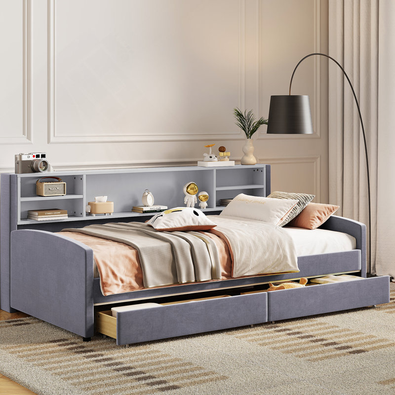 Upholstered Platform Bed With Drawers
