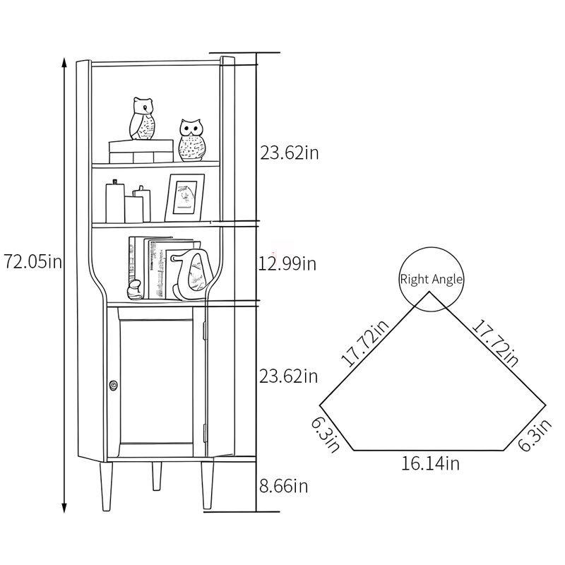 Bibliothèque élégante en bois avec tablette réglable