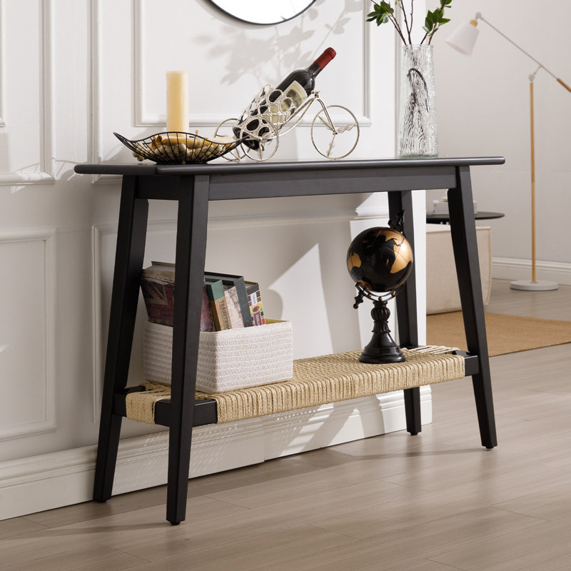 46'' Console Table Sofa Table With Wood Frame And Legs, Black