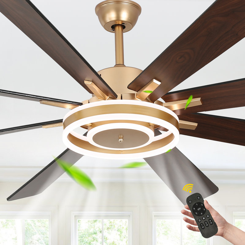Ventilateur de plafond 72 po doré moderne avec lumière et télécommande, moteur à courant continu silencieux à 6 vitesses, température de 3 couleurs, ventilateur de plafond réversible pour les grandes pièces