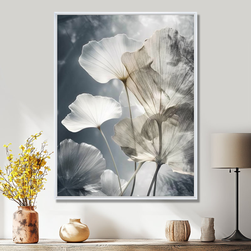 Tropical_Palm_Art_Pour_Ginkgo Art III, H 20 po x l 12 po x P 1 po, Cadre flottant blanc