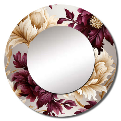 Rittie Royal Victorian Flourish Victorian Pattern - Floral Decorative Wall Mirror, Gold Round Mirror, Printed Metal Art