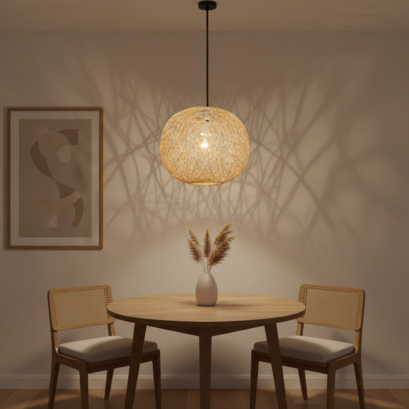 Rattan Sphere Pendant Shade, Natural, 30cm H x 30cm W x 30cm D