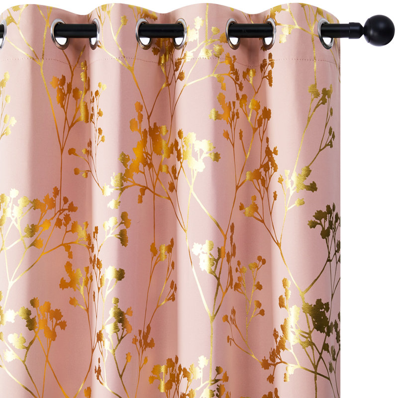 Caitlyn Blackout Curtain Pair, Coral Pink, 46cm Width x 183cm Drop