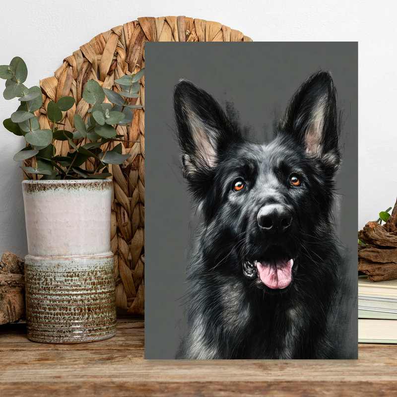 Art contemporain de chien berger allemand, H 18 po x l 12 po