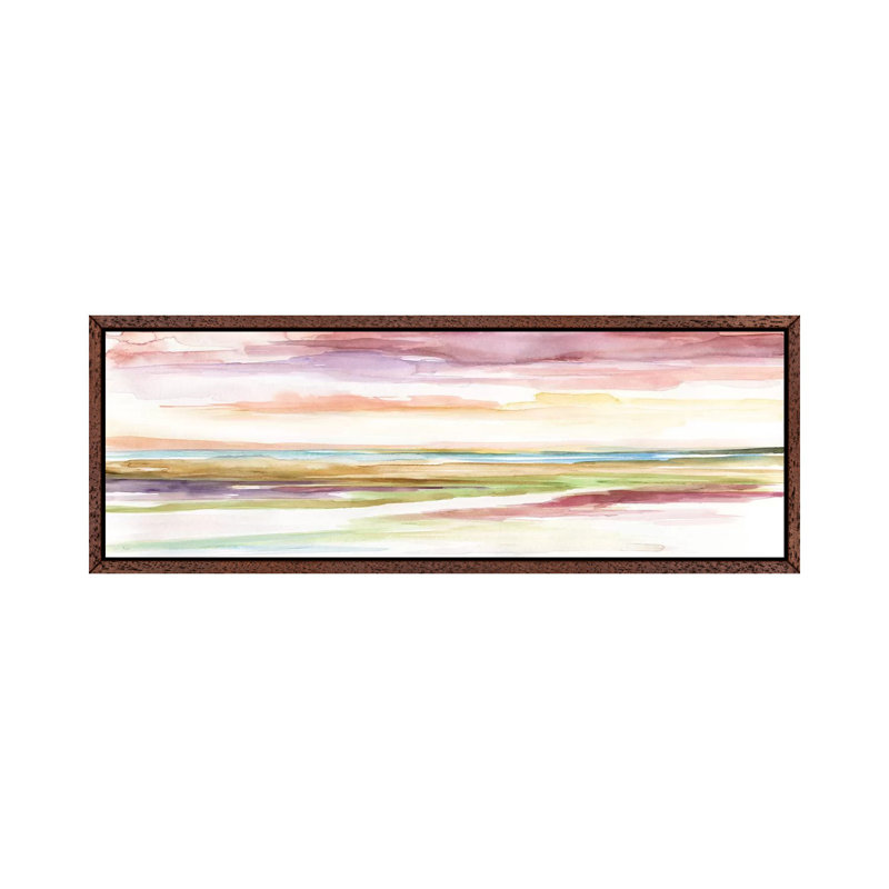 Spectrum Sunset II by Nan - Panoramic Print on Canvas, 30.48 cm H x 91.44 cm W, Classic Brown Wood Framed