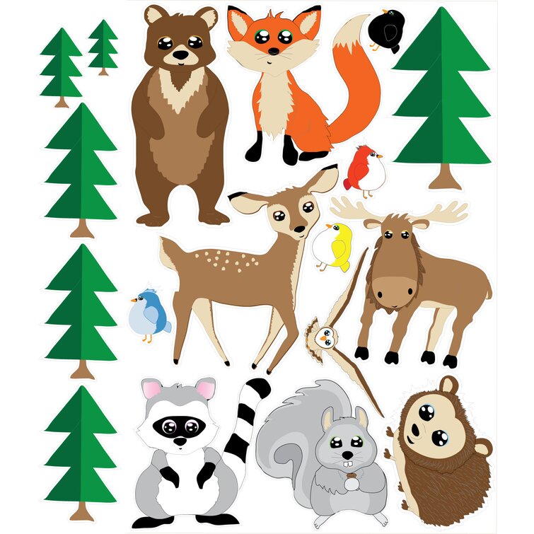 Forest Animals Fabric Wall Decal, Woodland Animals Set - Peel and