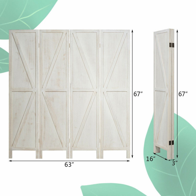 Cloison 4 panneaux Anary l 63 po x H 67 po, Blanc