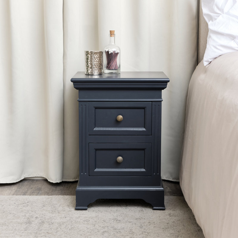 Two Drawer Bedside Table - Daventry Range, Black