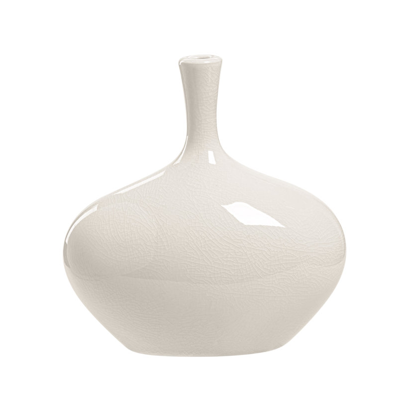 Lilo Crackle Ceramic Table Vase, 8.25" H x 8" W x 4.25" D