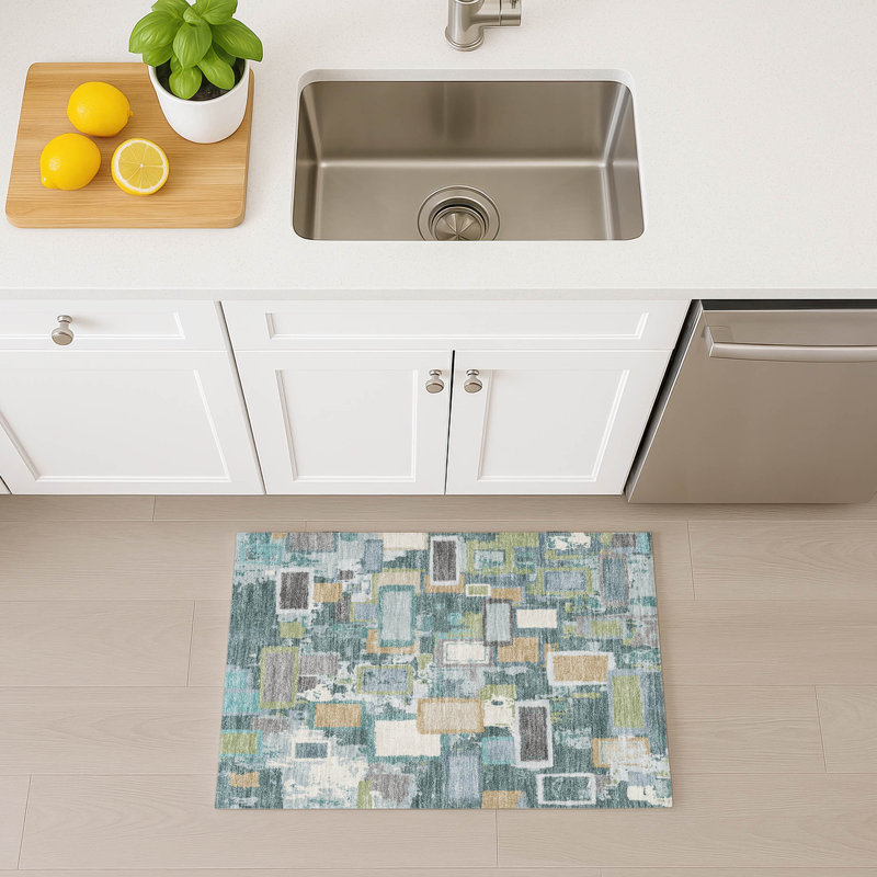 Machine Washable Indoor/Outdoor Boruta ACN2246 Geometric Rug, Rectangle 1'8" x 2'6"