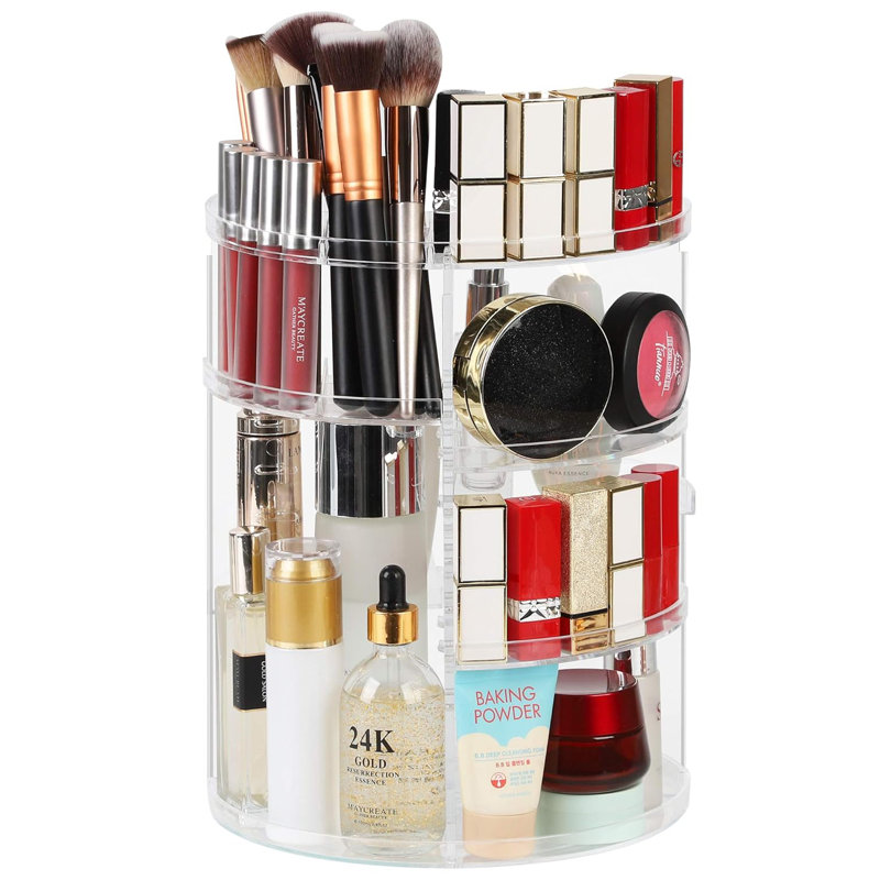 360 Degree Rotating Jewellery Organizer - Adjustable with 6 Trays for Optimal Storage, Clear