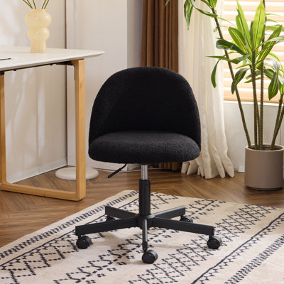 Black Task Chair Office Desk Chair Make Up Chair With Wheels by Ebern Designs